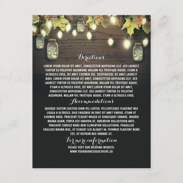 Cartão de Informação de Casamento da Barn com Maso (Frente)