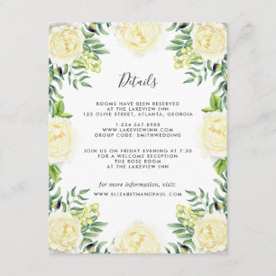 Cartão de Informação de Casamento de rosas e Azeit