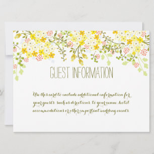 Cartão de Informação de Casamento Floral Amarelo G