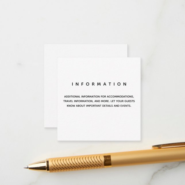 Cartão de Informação de Casamento Minimalista (Frente/Verso In Situ)