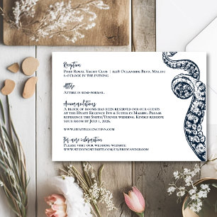 Cartão de Informação de Casamento Octopus Náutico