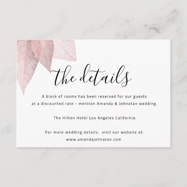 Cartão de Informação de Enclosure de Casamento Det (Frente)