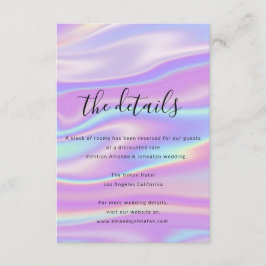 Cartão de Informação de Envio de Casamento Holográ