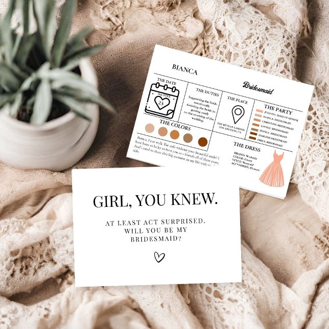 Cartão de informação de madrinha de casamento (Criador carregado)