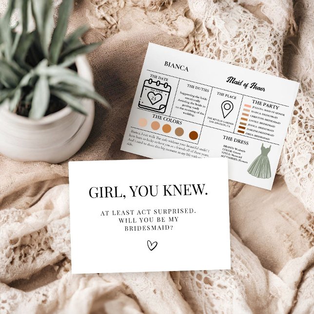 Cartão de informação de madrinha de casamento (Criador carregado)