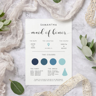 Cartão de informação de Madrinha de casamento eleg