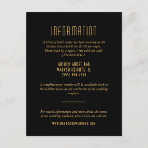 Cartão de informação Dourado do casamento do f