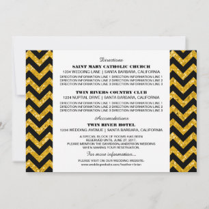 Cartão de Informação Glitter Chevron Amarelo
