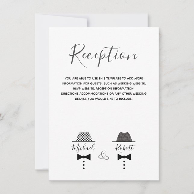 Cartão de Informação Preto e Branco de Casamento G (Frente)