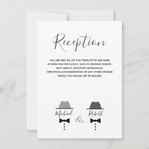 Cartão de Informação Preto e Branco de Casamento G