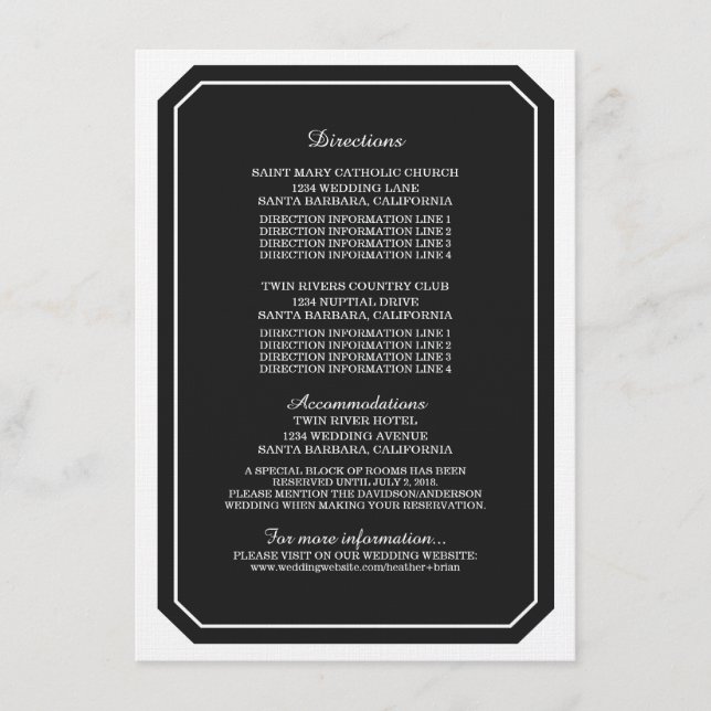 Cartão de informação preto simplesmente elegante (Frente)