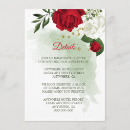 cartão de informação verde floral branco vermelho