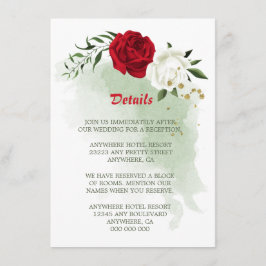 cartão de informação verde floral branco vermelho