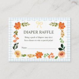 Cartão De Informações 001 Sky Blue Gingham Baby Shower Diaper Raffle