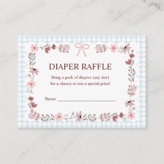 Cartão De Informações 001 Sky Blue Wildflower Bow Frame Diaper Raffle