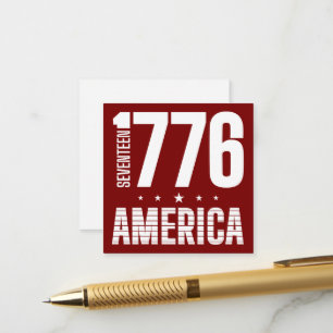 Cartão De Informações 1776 América tipografia histórica liberdade branca