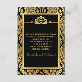 Cartão De Informações 1920 Romance ouro Art Deco Wishing Bem Card