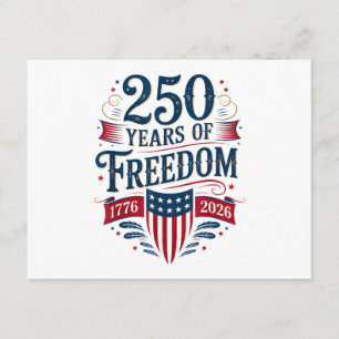 Cartão De Informações 250 Anos de Liberdade 1776 2026 4 de Julho 250º An