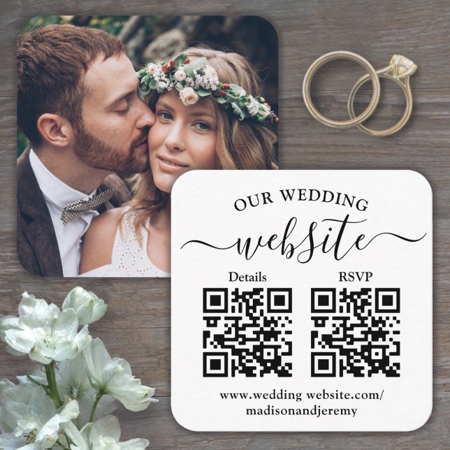 Cartão De Informações 2 Códigos QR Foto de Casamento de Website e Praça  (Criador carregado)