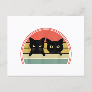 Cartão De Informações 2 Gatos Pretos Purgando Vintage Retro Cat Animal L