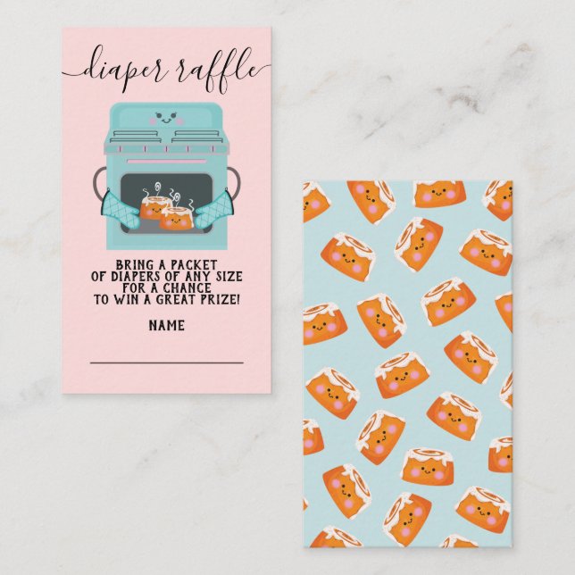 Cartão De Informações 2 Pãezinhos no forno Rifas de fraldas (Frente/Verso)