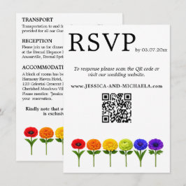 Cartão De Informações 🌈 2em1 RSVP+Detalhes LGBTQ Floresçam Juntos