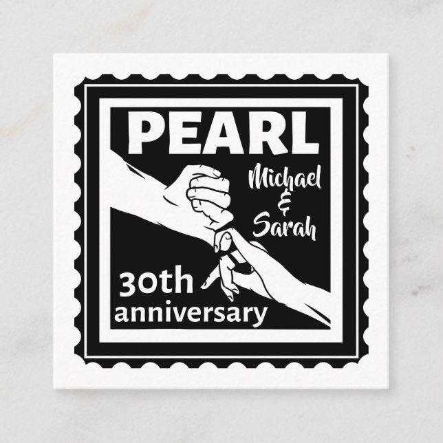 Cartão De Informações 30 de aniversário de casamento romântico branco e  (Frente)