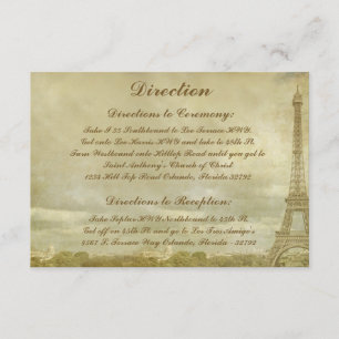Cartão De Informações 3,5 x 5 Direction Card Vintage Paris