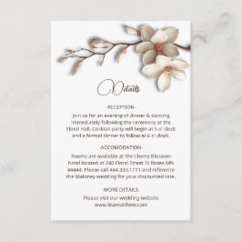 Cartão De Informações 3D Magnolia Flowers White Details Enclosure Card
