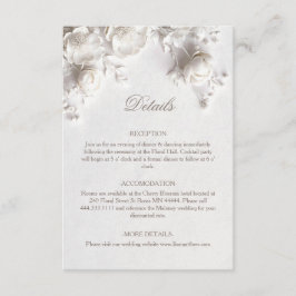 Cartão De Informações 3D Roses Wildflowers White