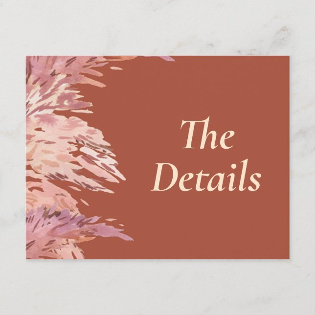 Cartão De Informações 4.5 x 5.5 Detalhes de casamento Inserir (Frente)