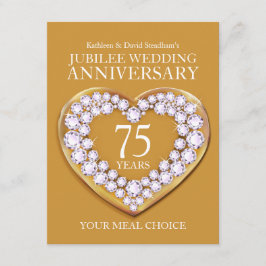 Cartão De Informações 75.a escolha da refeição do aniversário de casamen
