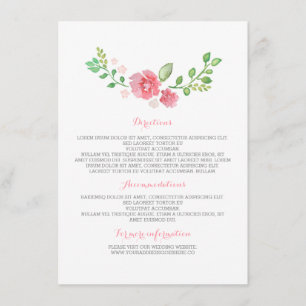 Cartão De Informações A aguarela floresce detalhes do casamento -
