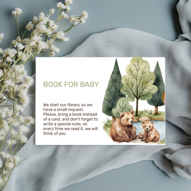 Cartão De Informações A aventura da mamã aguarda chá de fraldas (Adorable Watercolor Mama & Baby Bear Invitation – Perfect for a Woodland Baby Shower!)