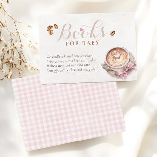 Cartão De Informações  A baby is brewing coffee pink bow  BOOKS FOR BABY