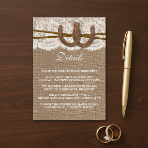 Cartão De Informações A Coleção de Casamento Ferradura Rústica