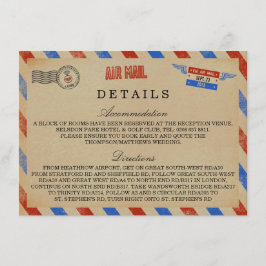 Cartão De Informações A Coleção de Casamento Vintage Airmail