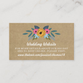 Cartão De Informações A Coleção de Casamentos Florais do Kraft Rustic Kr