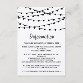 Cartão De Informações A Coleção de Casamentos Rustic Kraft String Lights