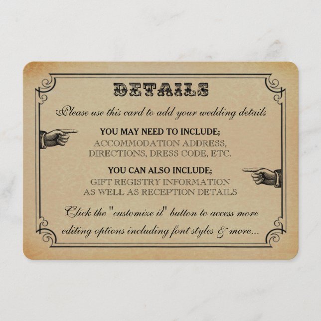 Cartão De Informações A coleção de casamentos vitorianos Steampunk (Frente)