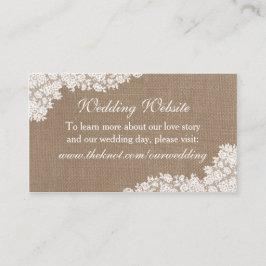 Cartão De Informações A Coleção Rústica de Lace Branco de Burlap & Vinta