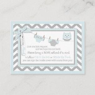 Cartão De Informações A coruja da ligação em ponte do laço da fralda de