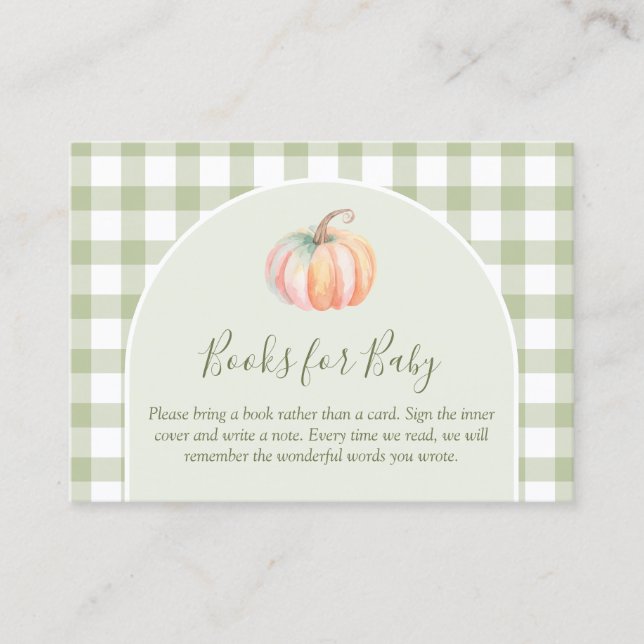 Cartão De Informações A Little Pumpkin Fall Baby Shower Books For Baby (Frente)