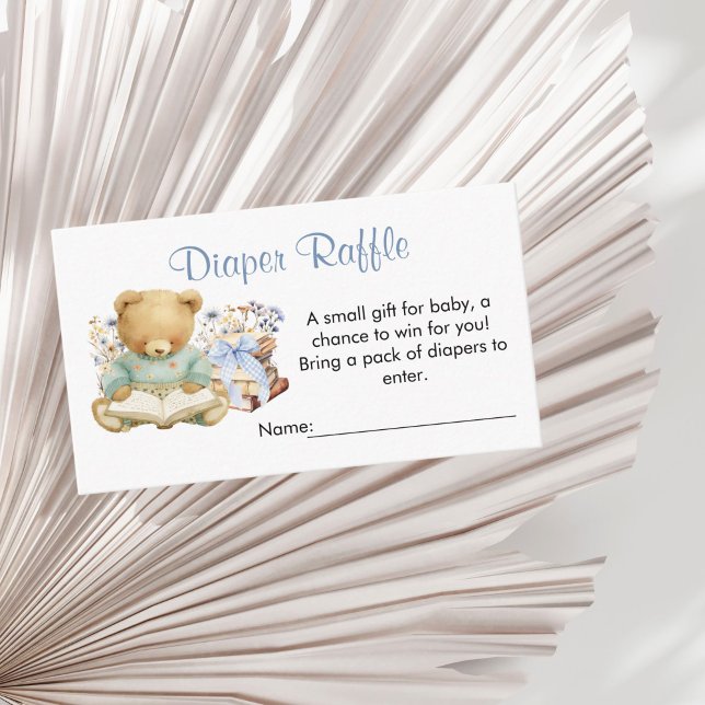 Cartão De Informações A New Chapter will soon Begin Diaper Raffle (A New chapter will soon Begin Bear Books Diaper Raffle Baby shower Boy )