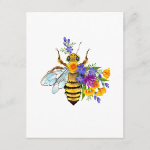 Cartão De Informações Abeja flor com plantas silvestres