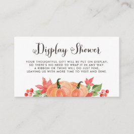 Cartão De Informações Abóbora de Aquarela e Chá de Exibição de Folhas de