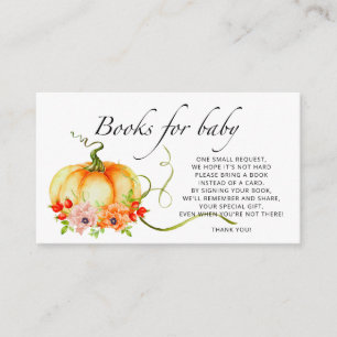 Cartão De Informações Abóbora de aquarela, livros de venda de bilhetes p