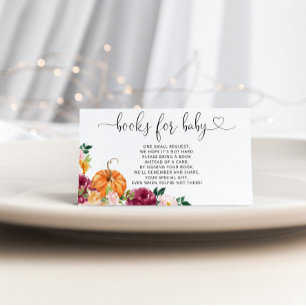 Cartão De Informações Abóbora de aquarela, livros de venda de bilhetes p