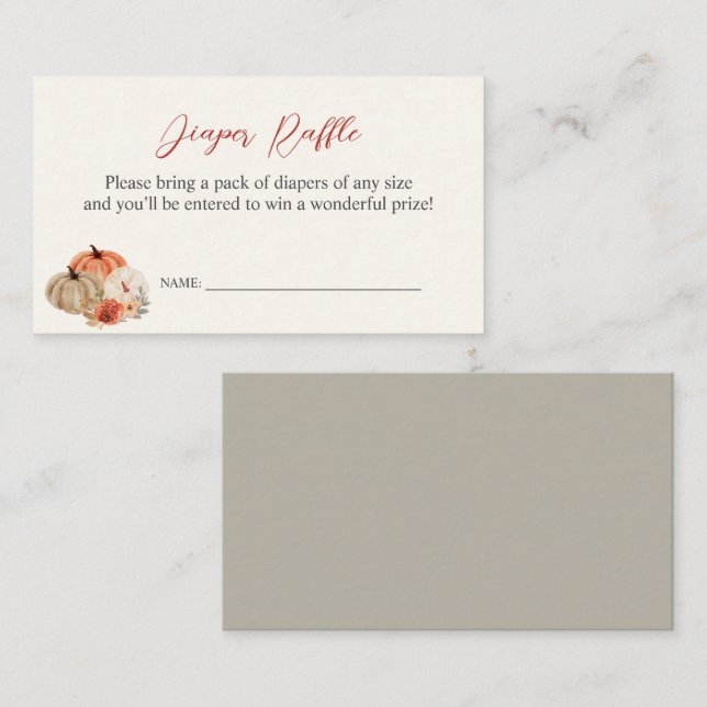 Cartão De Informações Abóboras de Outono  Rifas de Fraldas de Flores (Frente/Verso)