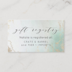 Cartão De Informações Abstrato Aqua Ombre Fade com Glitter Dourado Fosco